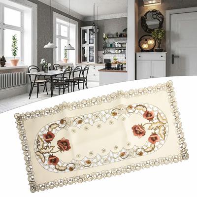 Bestickte Tischdecke Matte Dekoration Satinstoff Schützend Waschbar