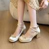 Fashion Women's Square Head Shallow Mouth Single Shoes Autumn New Butterfly Knot Anti-slip Wear-resistant Low-top High Heels