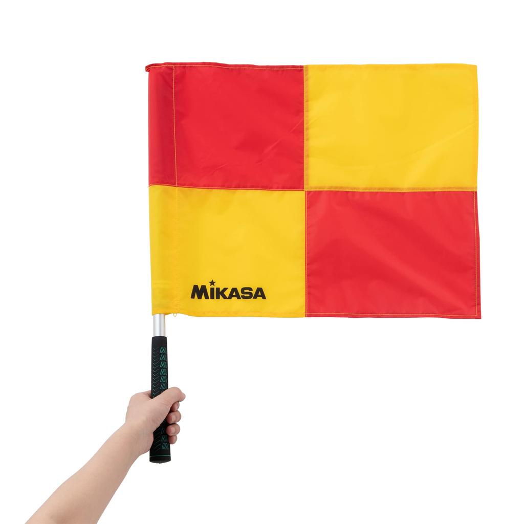 MIKASA Schiedsrichterassistentenflagge für Fußball mit exklusivem Etui Rot/Gelb BA-18