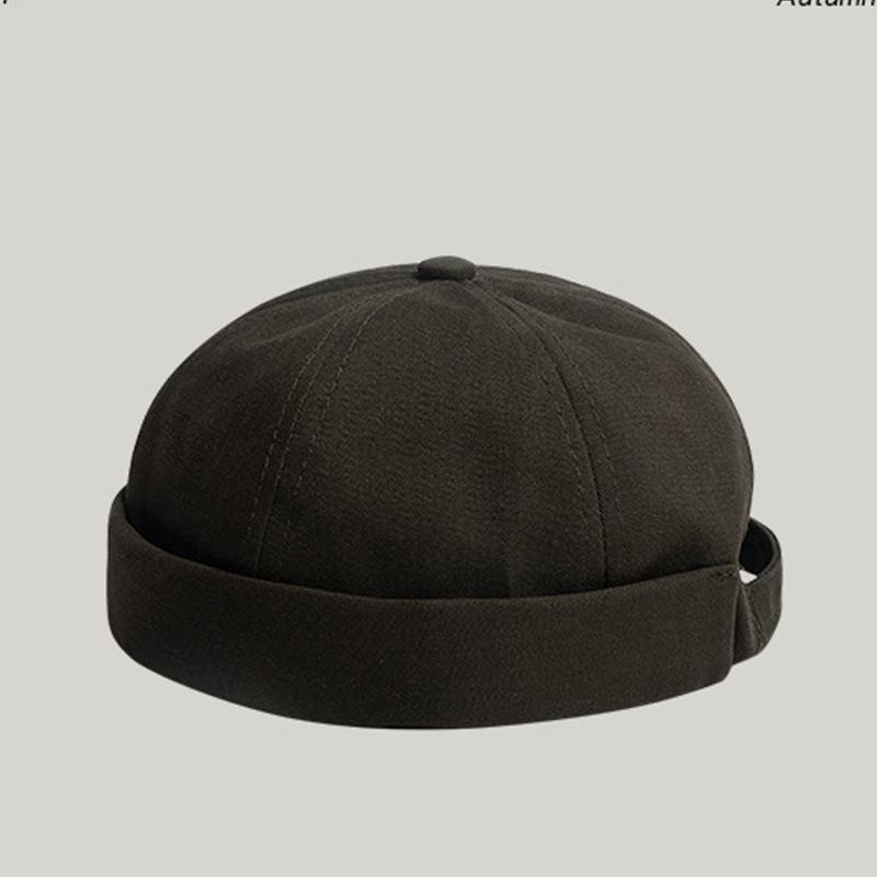 Hip-hop hats for men and women, breathable fashion cotton yuppie landlord solid color street beanless melon fur hat