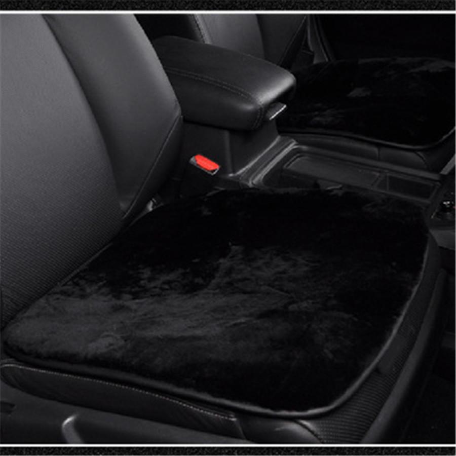 

Black Non-Slip Base Real Sheepskin Short Wool Car Seat Warm Cover Chair Cushion