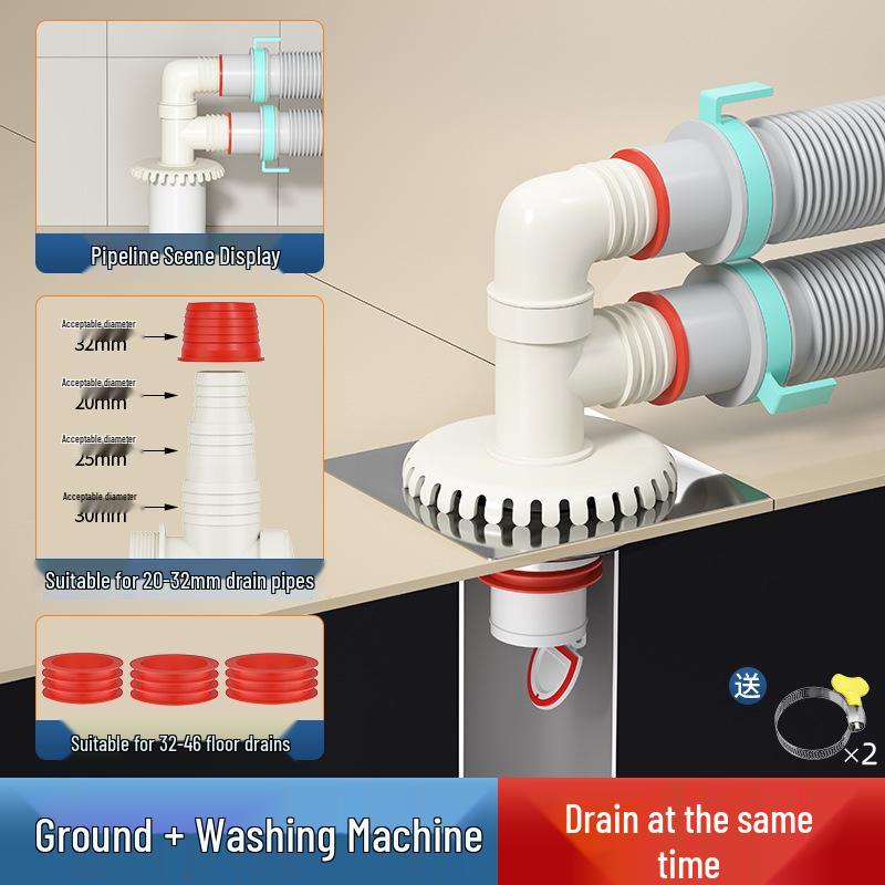 Three-Way Anti-Odor Drain Pipe Connector for Washing Machines
