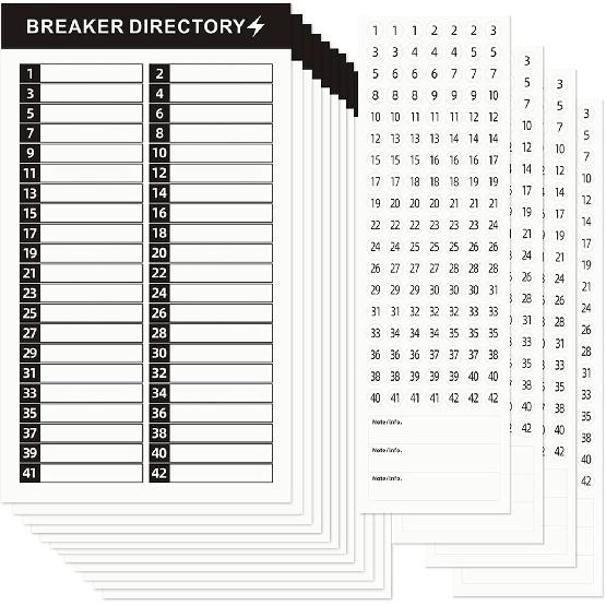 16 Sheets Breaker Panel Labels Electrical Box Sticker Numbers Breaker Panel Labels Electrical Sticker Number Catalog Load Center Adhesive Waterproof