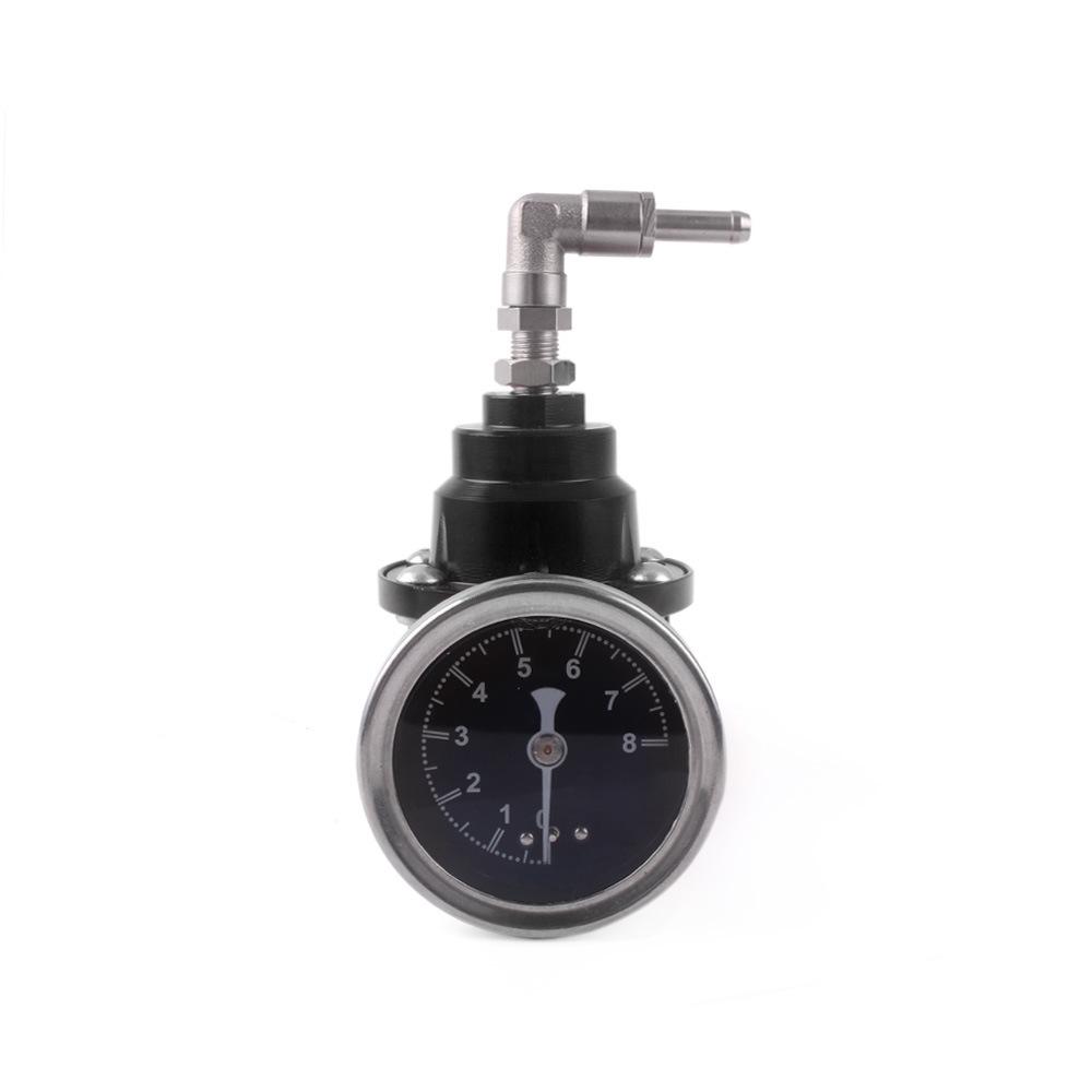 Black Adjustable Fuel Pressure Regulator Injection with Gauge & barbed Fittings