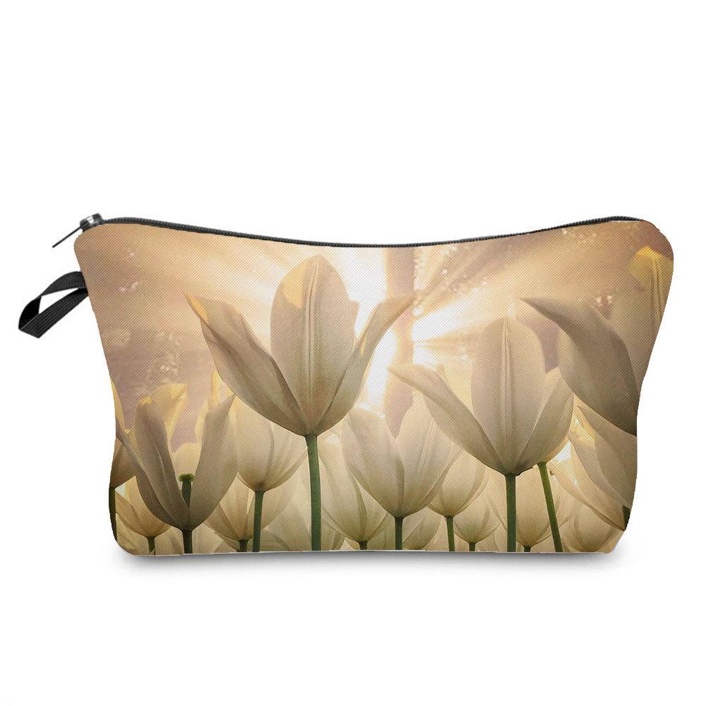 Damen Blumenmuster Kosmetiktasche Toilettenartikel Organizer Reiseaufbewahrungskoffer 6757