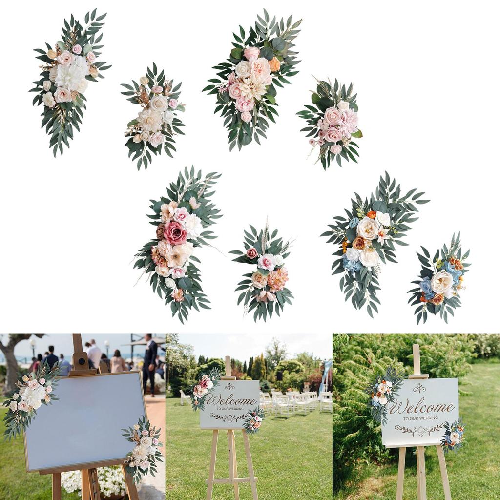 2x Artificial Floral Swag Farmhouse Wedding Arch Flowers Welcome Sign Decoration for Party Wall Reception Holiday Ceremony
