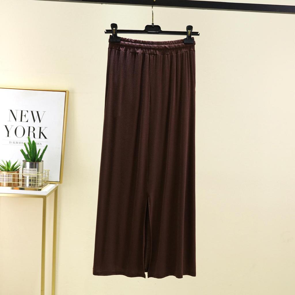 Dámská elastická midi sukně áčkového střihu - Modalová kapsa, ležérní, volný střih na jaro/léto