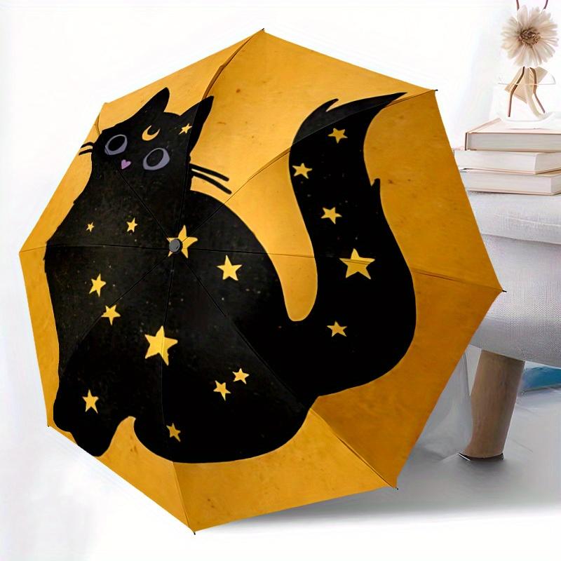 1pc Moon Cat Automatic Open/Close Umbrella, Portable Folding Umbrella for Travel, Themed Events, It is suitable as a gift for various festivals, Outdo