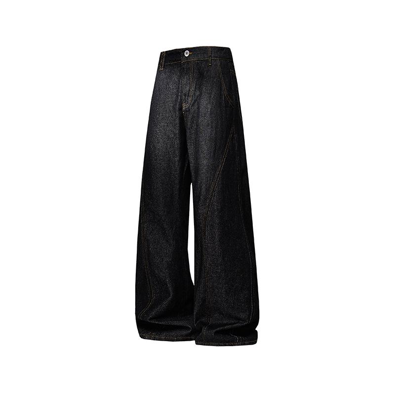 

Весна Осень Винтажные Свободные Повседневные Джинсы с Широкими Штанинами Мужская Мода На Все Случаи Прямые Джинсовые Брюки Мужские Брюки M чёрный