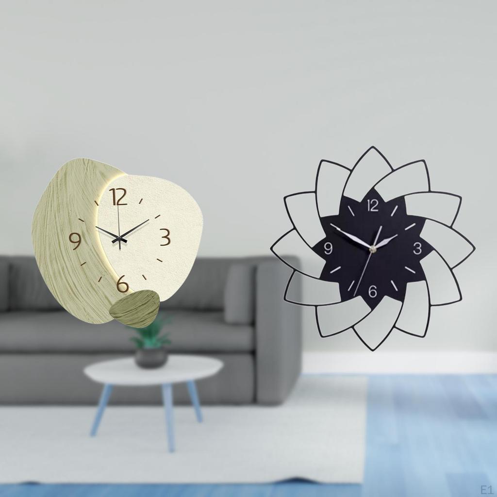 Silent Clock Simple Cartoon Decorative Hanging for Kitchen Office Bedroom Cafe Farmhouse