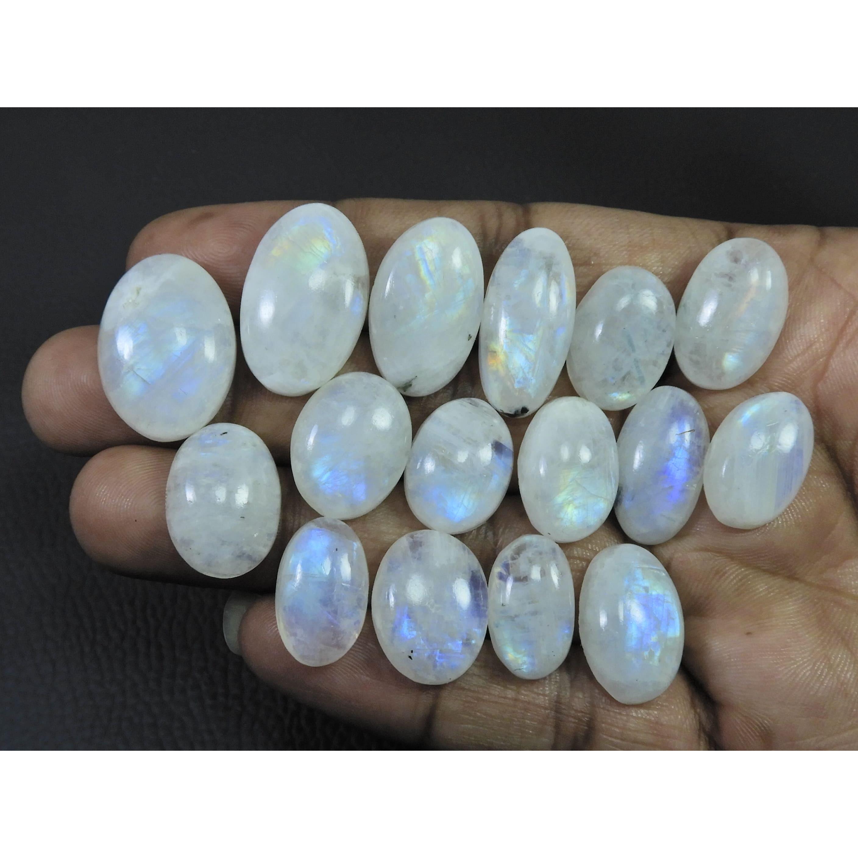 

18-23MM Natural Rainbow Moonstone Oval Cabochon Loose Gemstone 16Pcs Lot C-534
