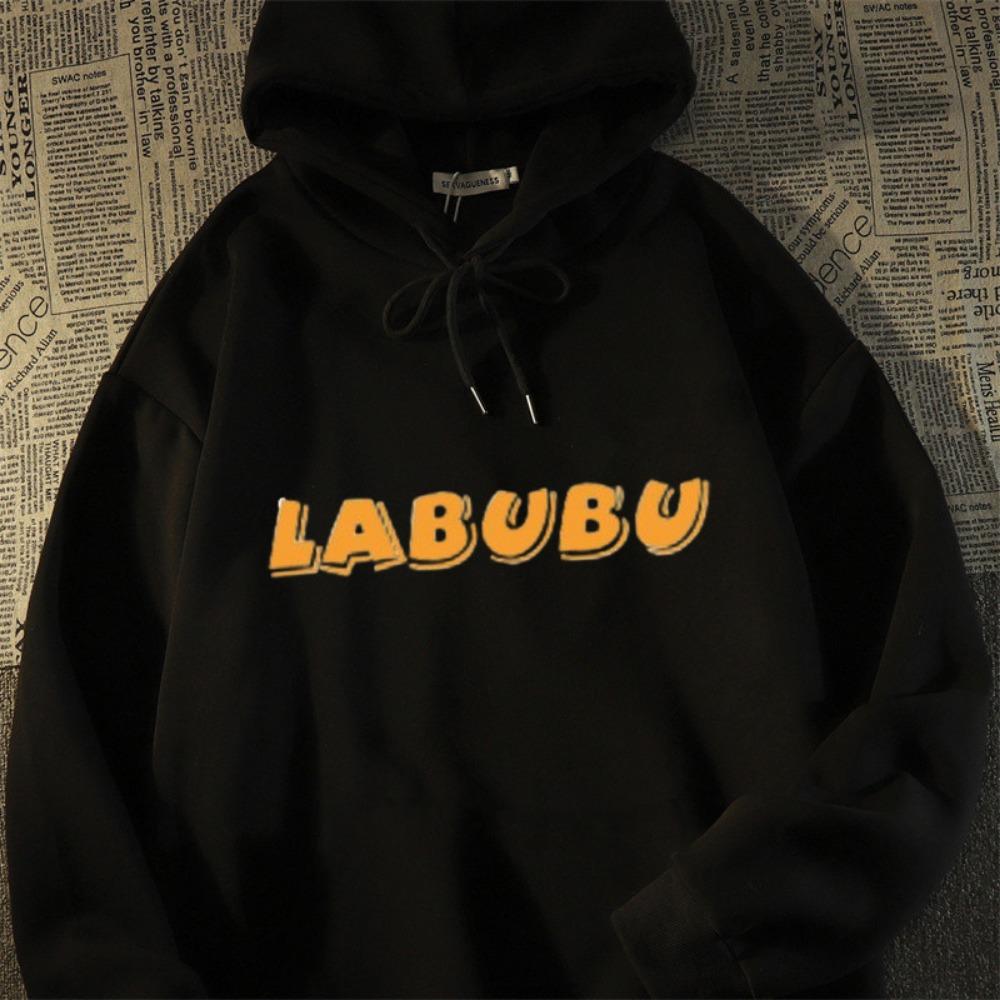 Cartoon Labubu Ladies Hoodie, Anime Christmas Print Autumn and Winter Hooded Sweater, Fashion All-match Loose Long-sleeved Ladies Top