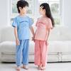 Purple Loungewear Girls Pajamas Sets 3 To 12 Years Vintage Plaid Summer Pyjama Boy Pijama Cotton Short Sleeve Tops+Pants Wear