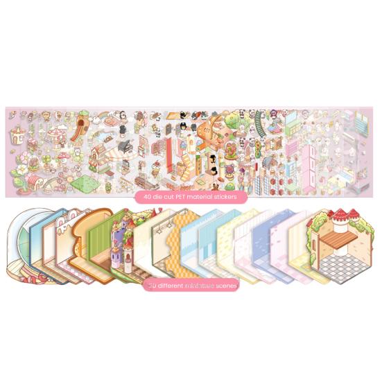 DIY 3D Scene Sticker Collection Book for Kids Adults Make Your Own Shop House Stickers for Relief Stress Pass The Time