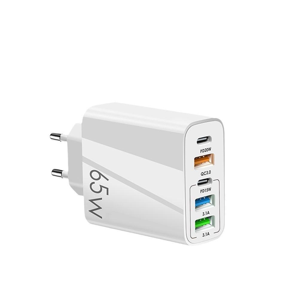 PD65W Fast Charging Mobile Phone Charger with 3 USB Ports, European, American, and British Standard, 5V2.4A Charging Head