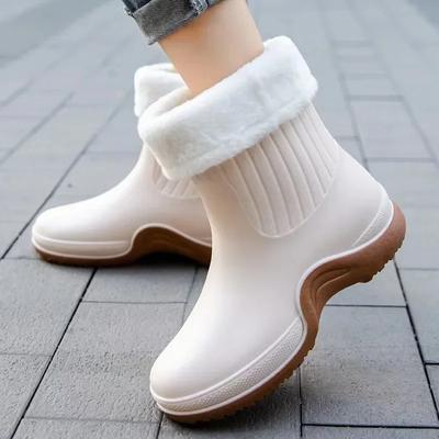 Stivali da pioggia comodi da donna per esterni antiscivolo impermeabili scarpe da donna moda quotidiana caldi stivali da pioggia sovrascarpe in gomma 2024