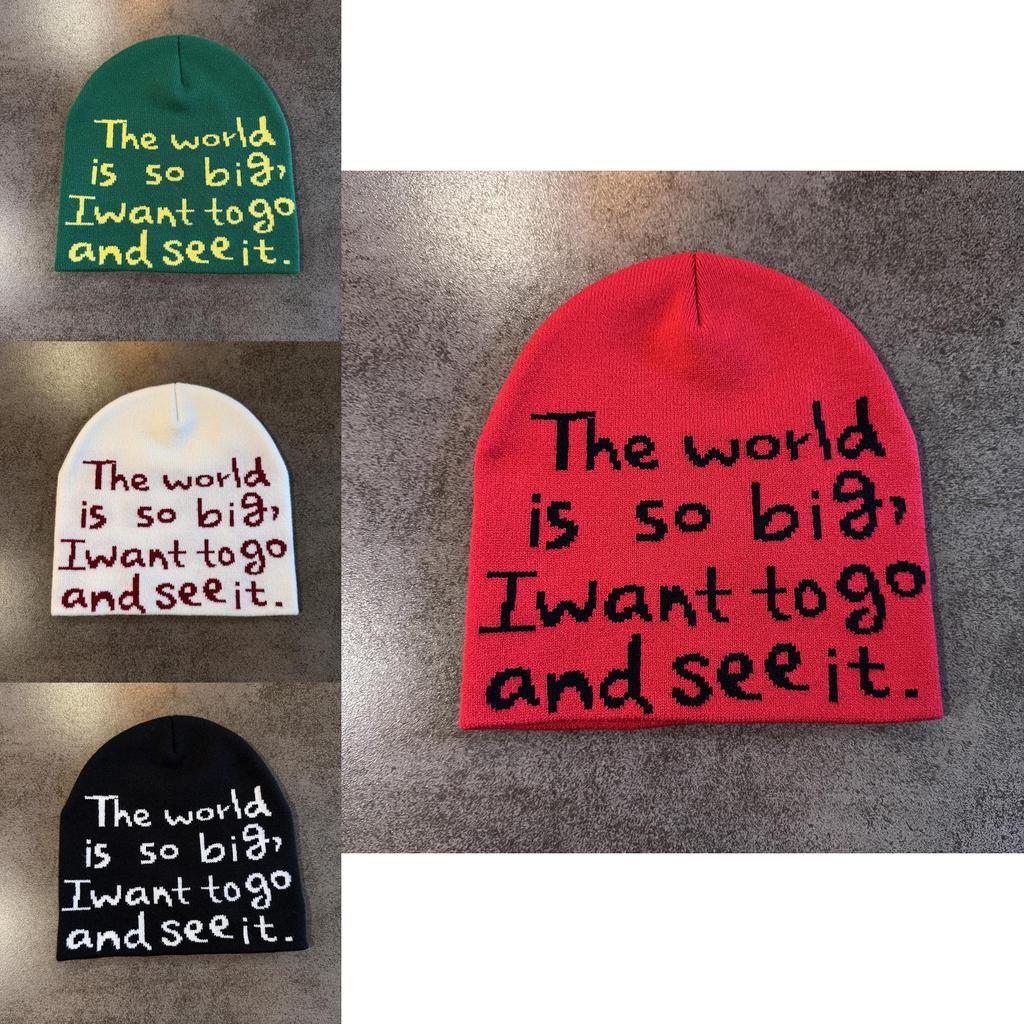 Unisex Knit Letter Hat With No Brim For Fall Winter Insulation And Sun Resistance