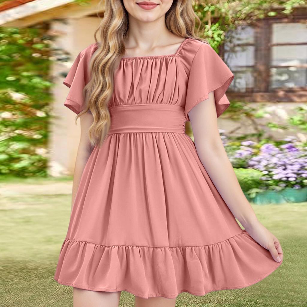 Girls' Summer Dress - Off Shoulder Ruffle Sundress