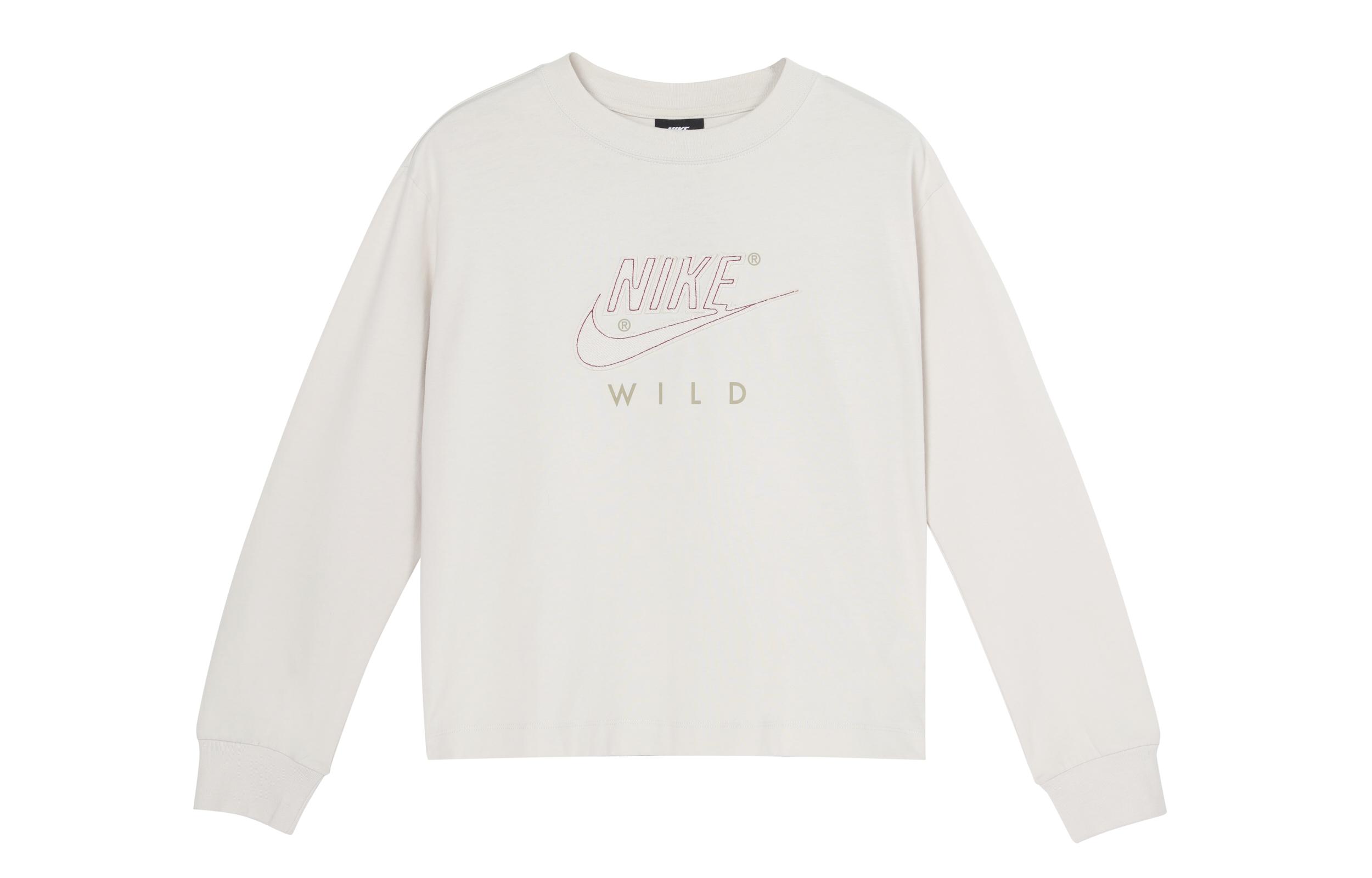 Nike Sweatshirts Women s Light Bone Crew Neck Moderate Regular DC6760-072 L