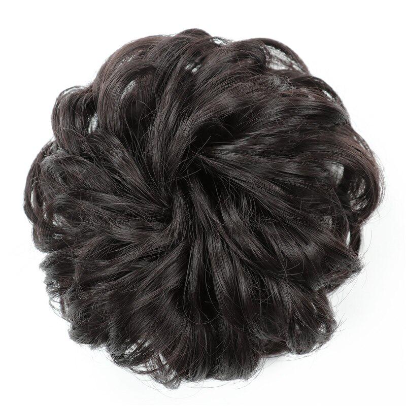 Synthetic Curly Elastic Rubber Band Chignon Donut Hairpieces Wrap On Ponytail Hair Extensions