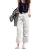 Women's High Waist Pleated Jeans - Slimming, Loose Wide-Leg, Light Color, Petite Fit - 2024 Spring/Autumn Fashion.