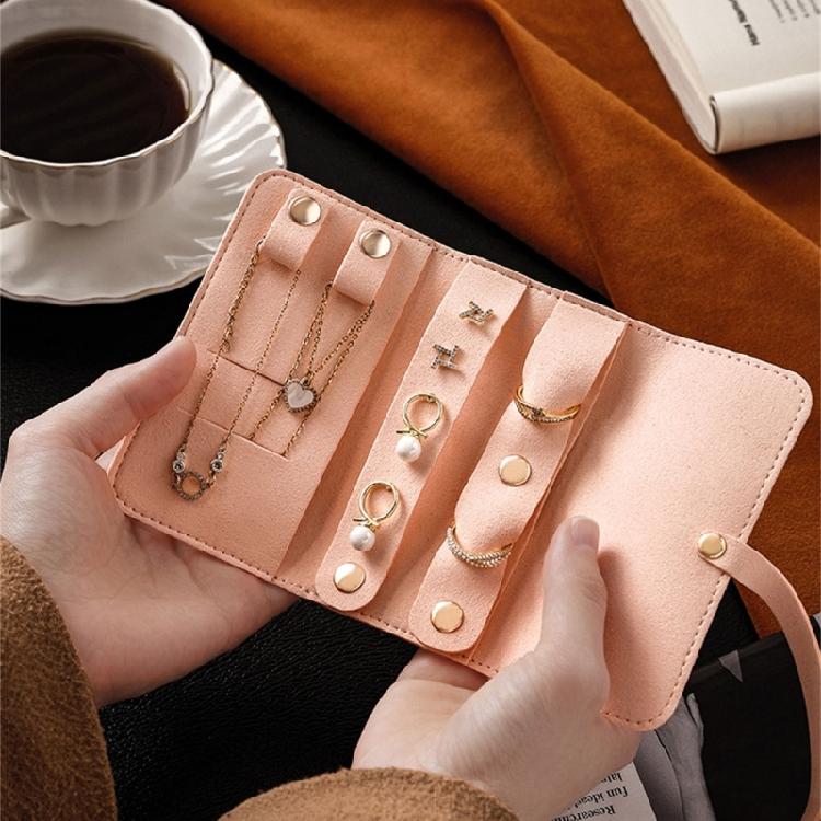 Jewelry Organizer Roll Premium Leather Multi Compartment Storage For Earrings Necklaces Rings Travel  Foldable Case