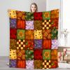 Vintage Floral Print Patchwork Fleece Blanket - Cozy, Soft, All-Season Decorative Blanket for Sofa, Office, Bedroom - Machine Wa