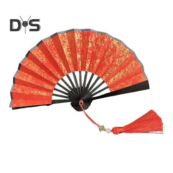 Mini-Faltfächer mit Quasten, leichter Handventilator aus Papier im chinesischen Stil, tragbarer Kühlventilator für den Sommer, Dekoration, Party- und Kostümzubehör