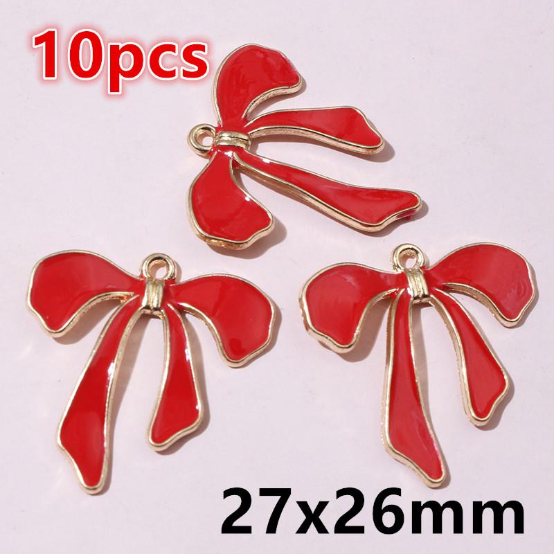 10-20pcs Bow Charms Pendant Enamel Alloy Metal Craft DIY Jewelry Making Accessories Findings for Earrings Necklace Bracelets
