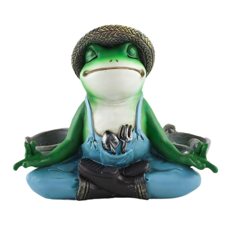 Nontoxic Resin Meditating Frogs Gardener Statue Decors For Outdoor Indoor Use Waterproof Garden Patios Housewarmings Gift 1