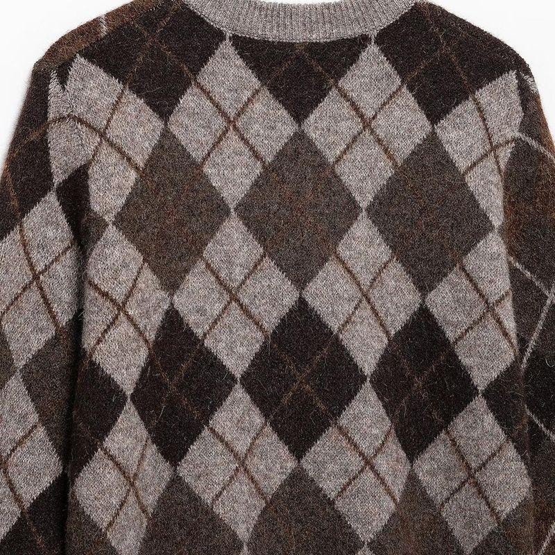 Kaslead New Arrival Women's Clothing Fashion Style Diamond Pattern Long Sleeves Round Neck Knitting Outwear 2756124