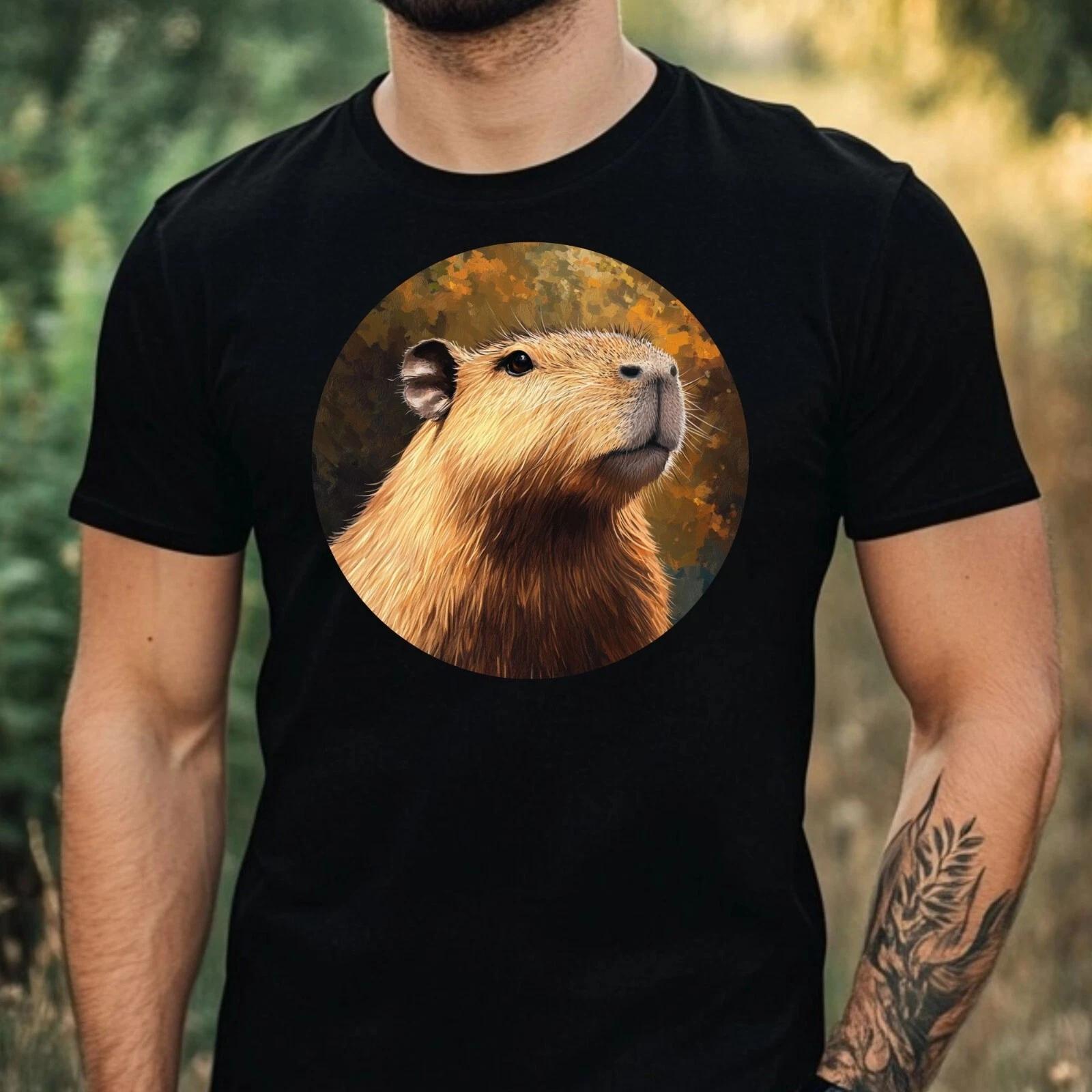 T-Shirt Herren Capybara Portrait Motiv Baumwolle Größe XS bis 5XL XXXL