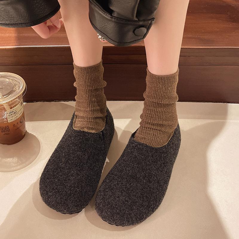 Fashion Women's Fashion Flat Shoes Winter New Round Head Suede Deep Mouth Soft Sole Non-slip Cotton Shoes