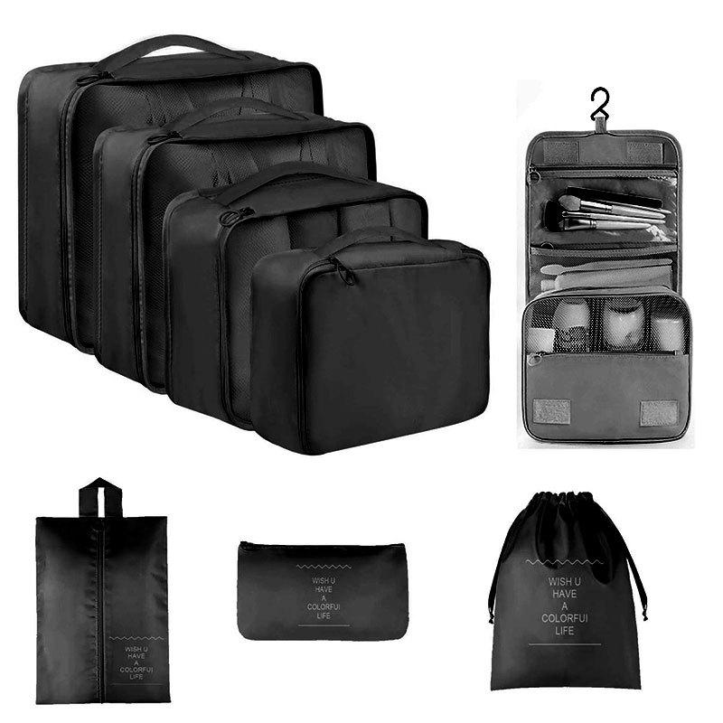 Seven-Piece Travel Storage Set: Wash Bag, Clothes, Underwear Organizer & Folding Sub-Pack