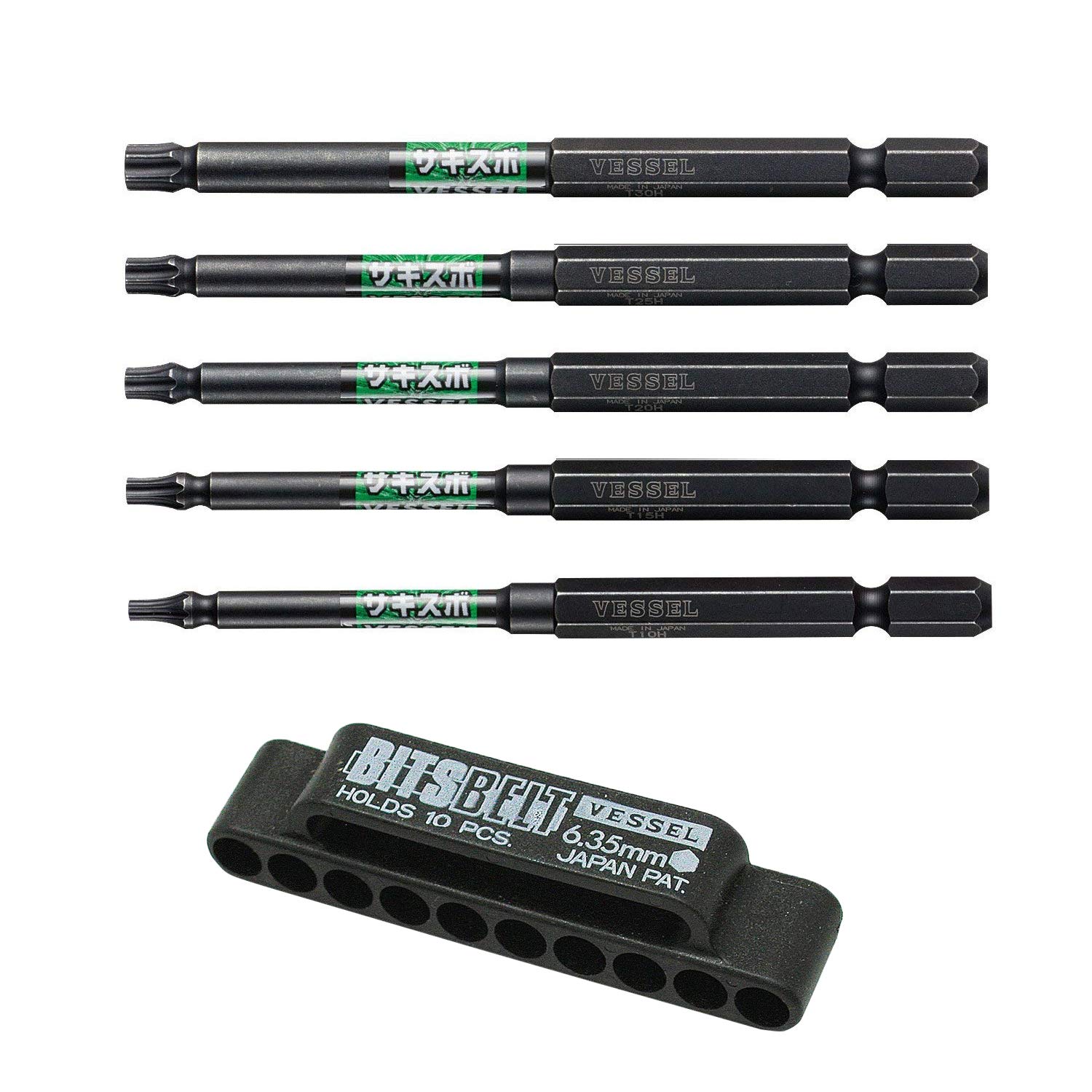 

VESSEL Torx Driver Bit set Set, 5-piece (with holder) SS16T-5PSA