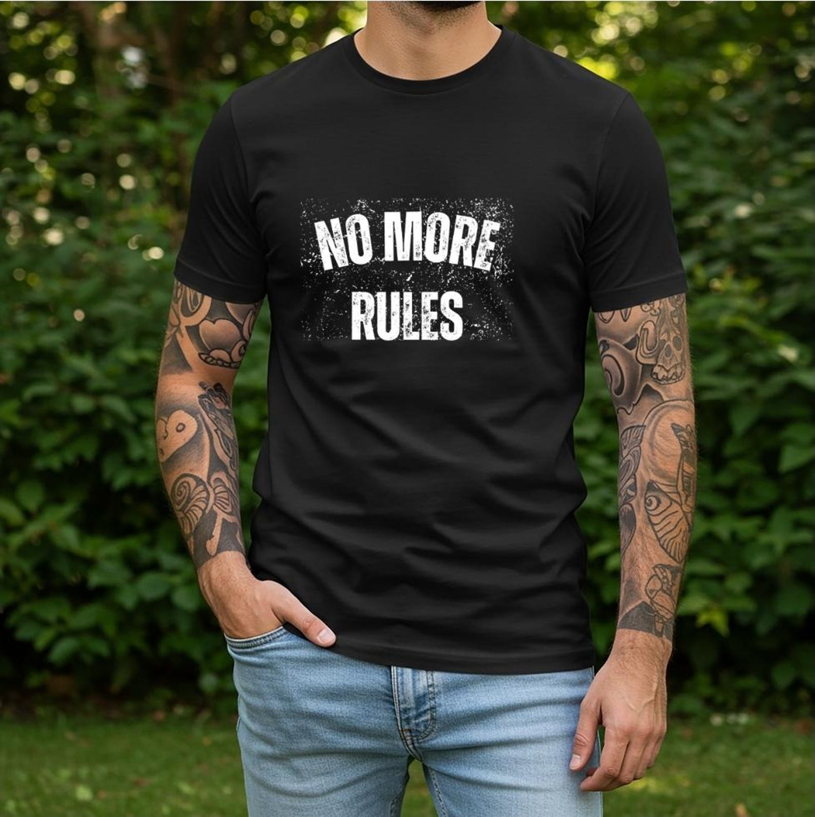 No More Rules Shirt, Edgy Streetwear Graphic Tee, Bold Statement T-Shirt, Rebel Quote Shirt, Trendy Graphic Tee M