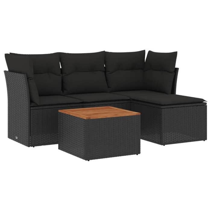 VidaXL Garden Lounge Set with Cushions 5 Pcs, Patio Sofas, Patio Furniture Set, Outdoor Furniture, Black 3255936