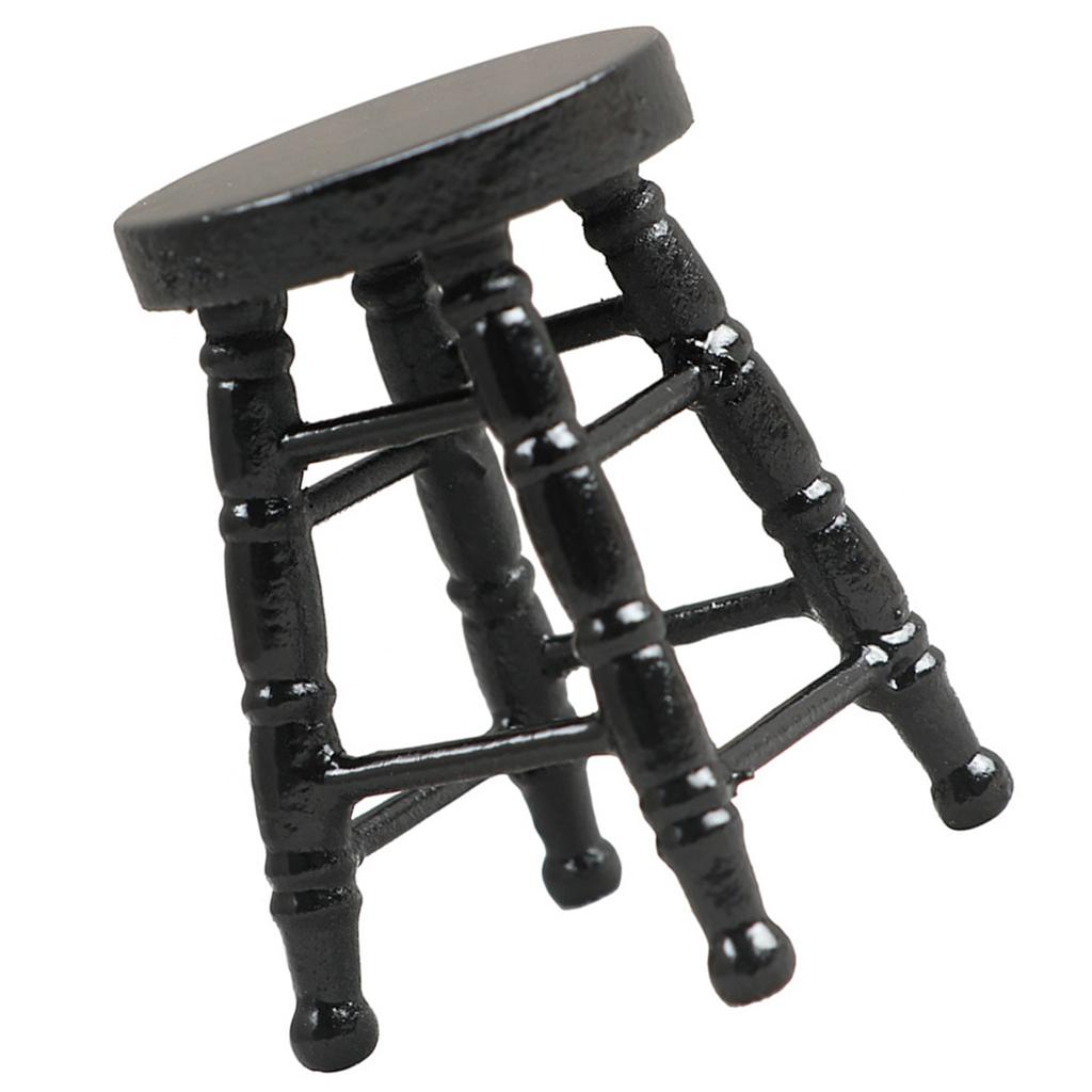 Realistic Wood Stool Zakka Realistic Pretend Play for Role Display Round Top Stool Model Vintage Stool 1:12 Doll House