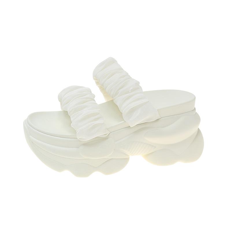 

2025 summer new fashion platform slippers women s casual Korean version of muffin sole women s shoes ins trendy sandals women s fried street 39 бежевый