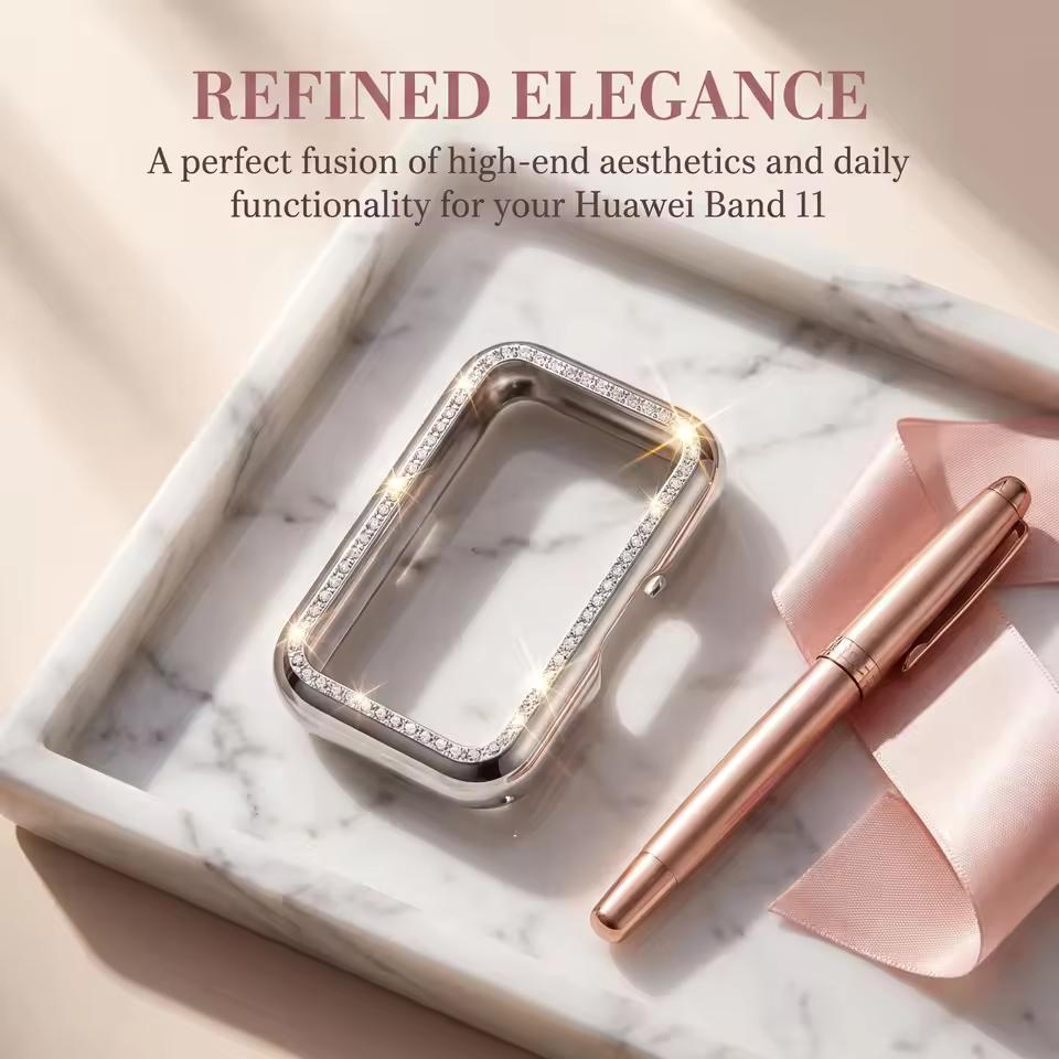 Diamond Case For HUAWEI Band 11 Accessories All-Around Hard Hollow PC Bumper Frame shell Cover for huawei smart band 11Pro Cases