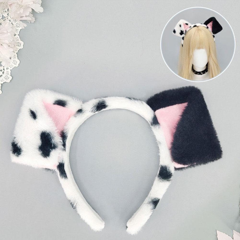 Bandeaux d'oreille en peluche mignons pour chiens dalmatiens Bandeau de spa Oreilles d'animaux réalistes Accessoires de convention de bande dessinée Accessoire de fête de festival