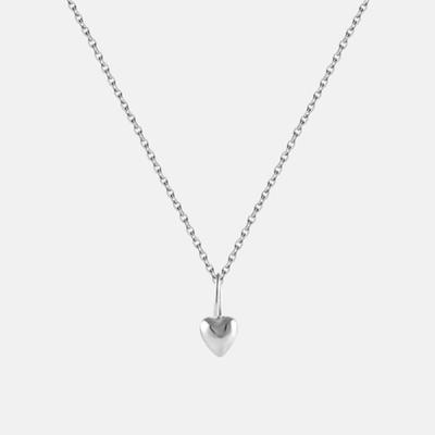 JUDY AND PAUL [925 Silver] Ellui Simple Minimal Heart All-Silver Necklace