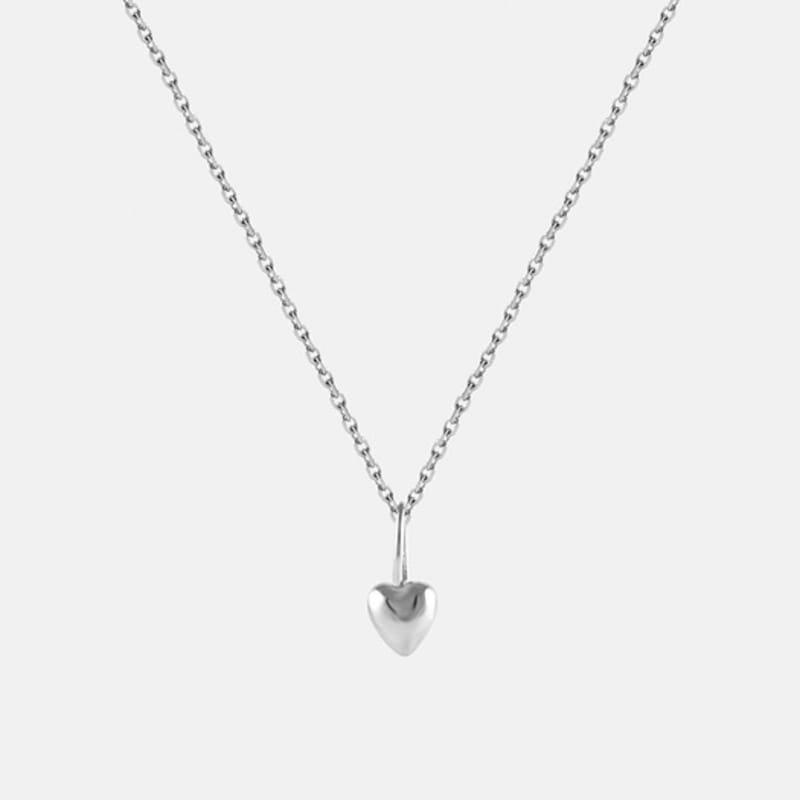 

JUDY AND PAUL [925 Silver] Ellui Simple Minimal Heart All-Silver Necklace white gold