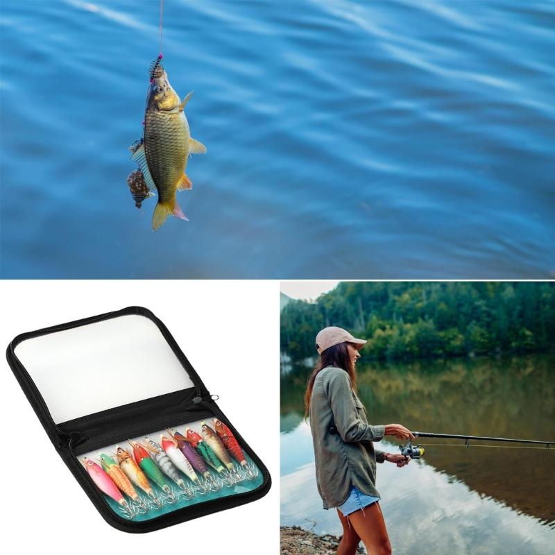 10Pcs Luminously Squid Jigs Hook Fishing Lures Baits Hard Artificial Shrimp Baits with Hook Hard Night Fishing Baits