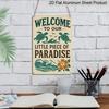 2D Flat 1pc Vintage Coastal Metal Sign Welcome To Our Little Piece of Paradise - Ocean & Turtle Design, Sturdy Aluminium Wall Art for Beach House