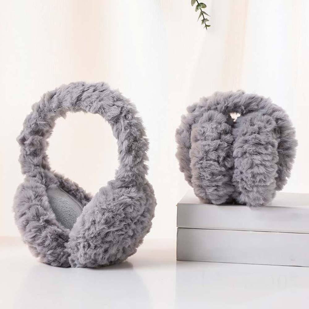 Windproof Foldable Ear Cover Plush Winter Thicken Earflap Fashion Solid Color Earmuffs Outdoor