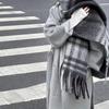 Simple women's autumn and winter thickened retro fringed polyester atmosphere imitation cashmere scarf scarf