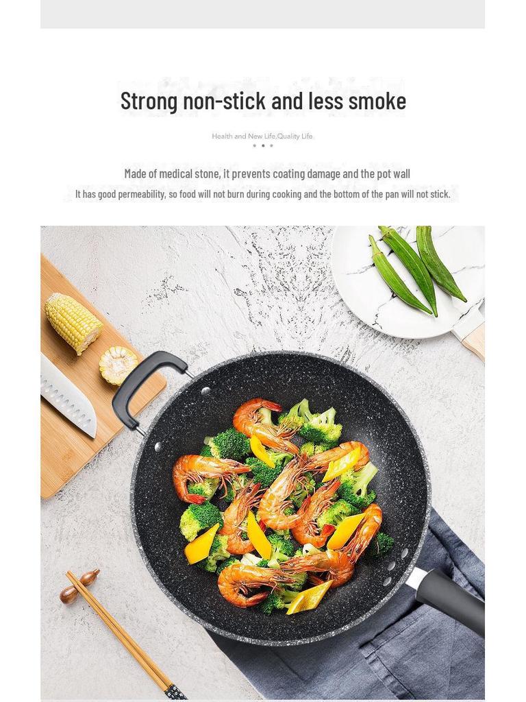 5-lagige, antihaftbeschichtete Bratpfanne aus medizinischem Druckgussstein – universell für den Herd geeignet und verdickt für das Kochen im Haushalt