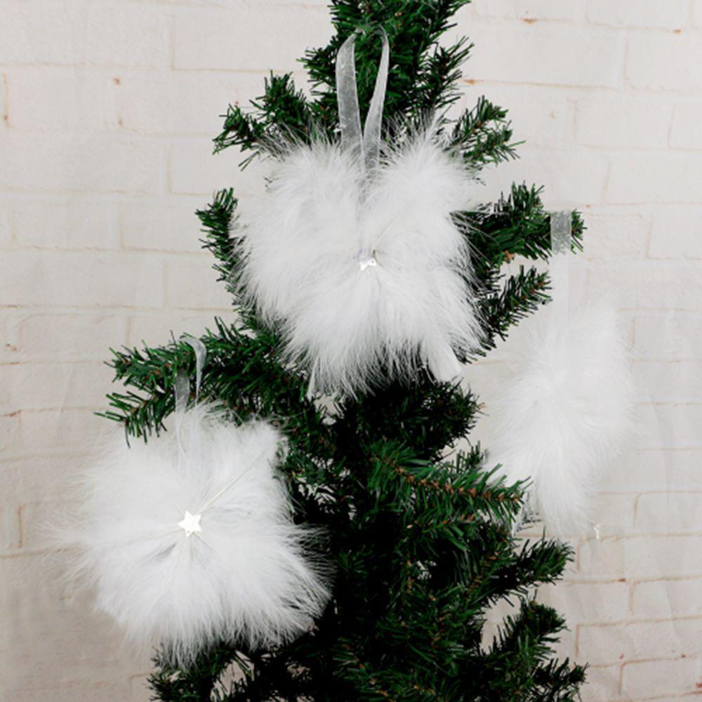 Party White Home Christmas Decoration Feather Wing Hanging Feather Star Bauble Christmas Pendant