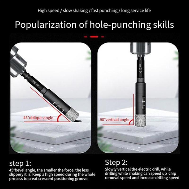 5Pcs Dry Diamond Drill Bits For Porcelain Granite Tile Glass Ceramics Marble Vitrified Tile Hole Opener Diamond Drill Bit Set